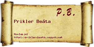 Prikler Beáta névjegykártya